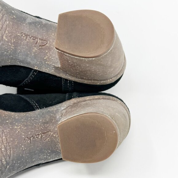 Clarks Unstructured Womens Black Suede Leather Lace up Booties Size 9 - Picture 8 of 10